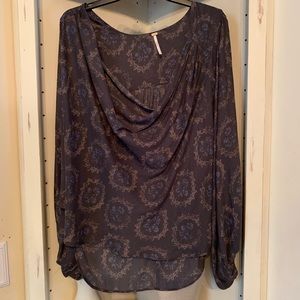 Free People Sheer cowl neckline high & Low Blouse